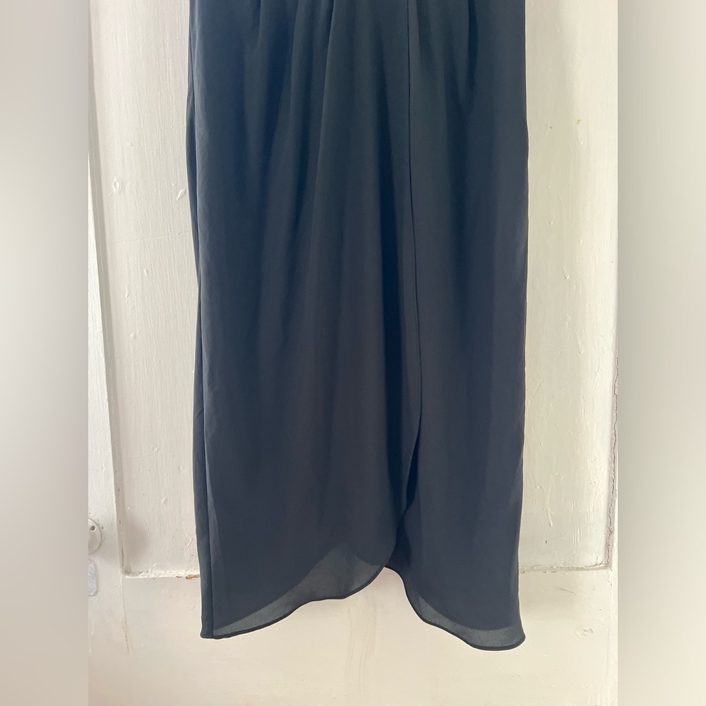 Meadow Rue Anthropologie Tan Black Faux Wrap Cocktail Evening Dress Size 8 - Picture 4 of 7